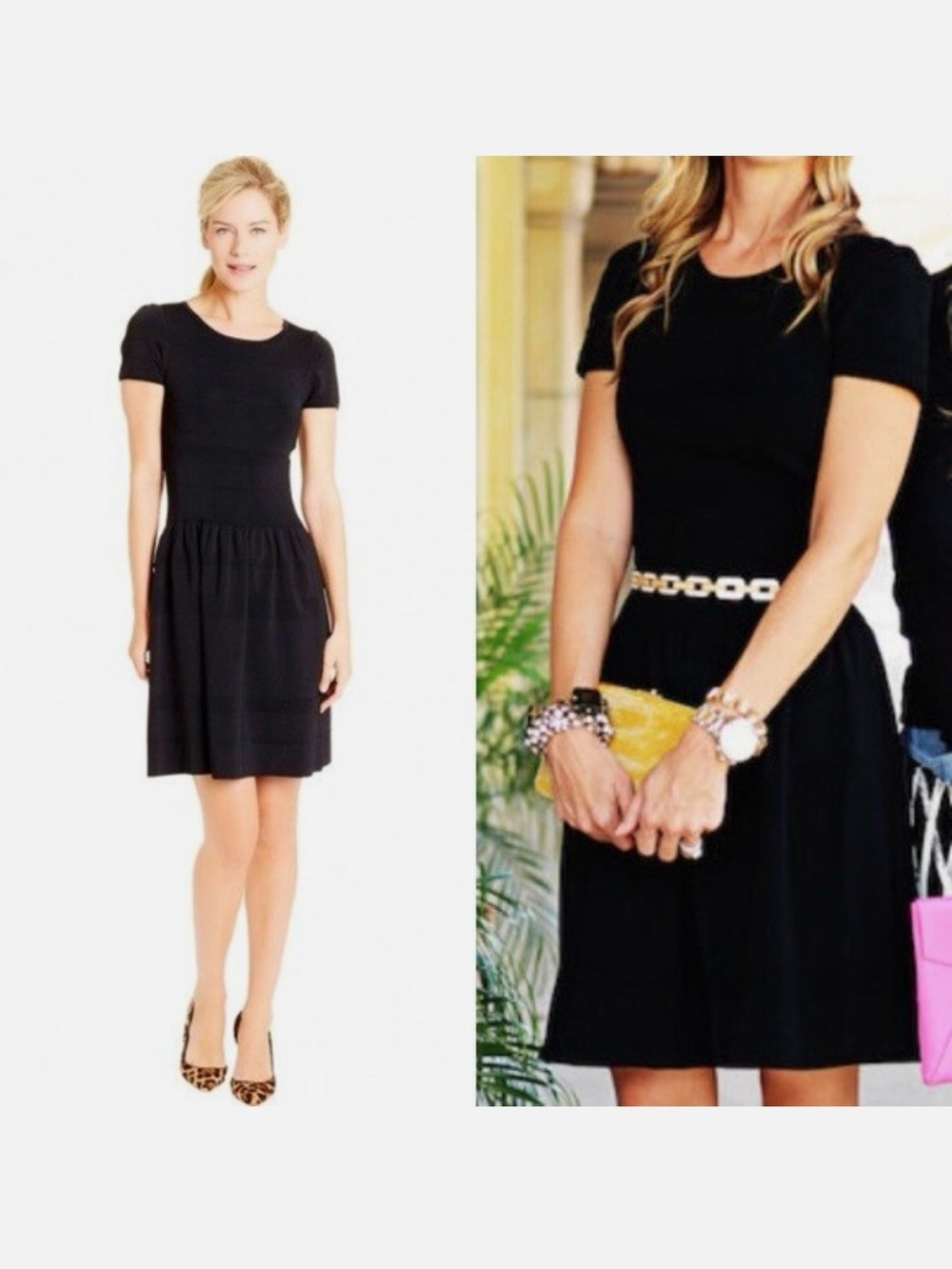 NWOT J. McLaughlin Mini Cap Sleeve Round Neck Grace Dress in Black Size Medium